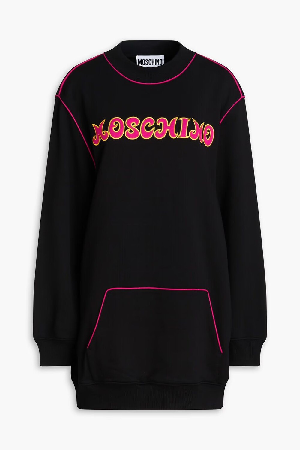 

Толстовка из хлопковой махры с французской вышивкой Moschino, черный