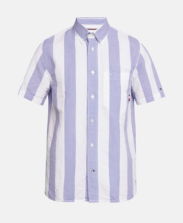 

Льняная рубашка с короткими рукавами Tommy Hilfiger, светло-синий