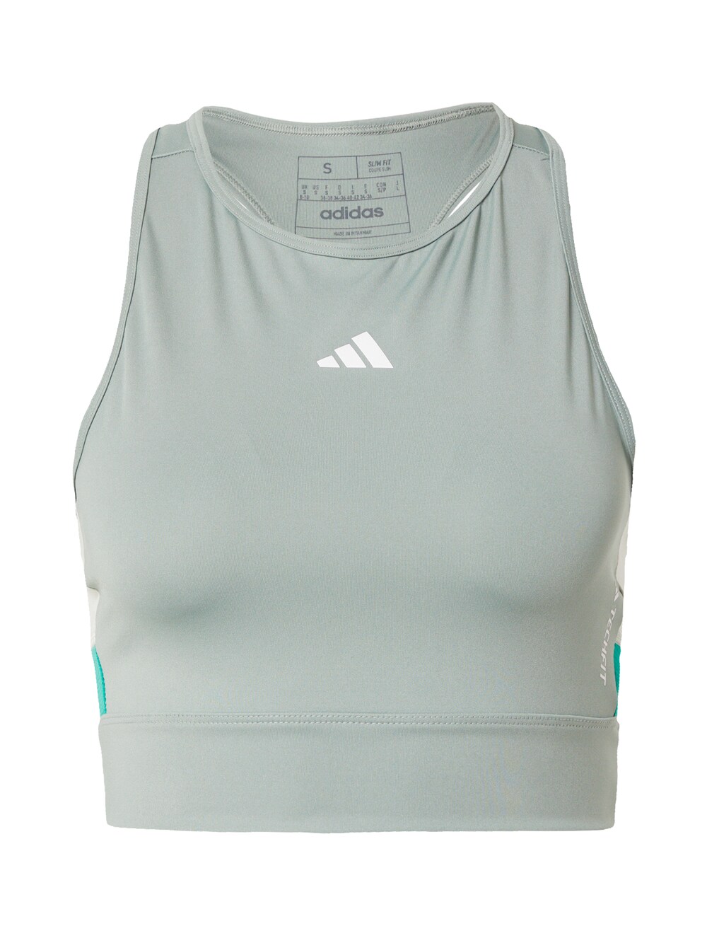 Спортивный топ Adidas Techfit Colorblock, нефритовый/пастельный зеленый цена и фото