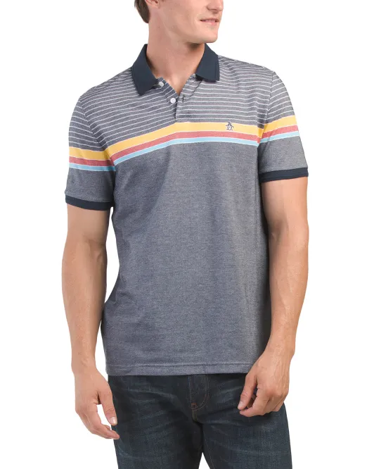 

Полосатая рубашка-поло из пике Birdseye Engineered Original Penguin, цвет Dark Sapphire
