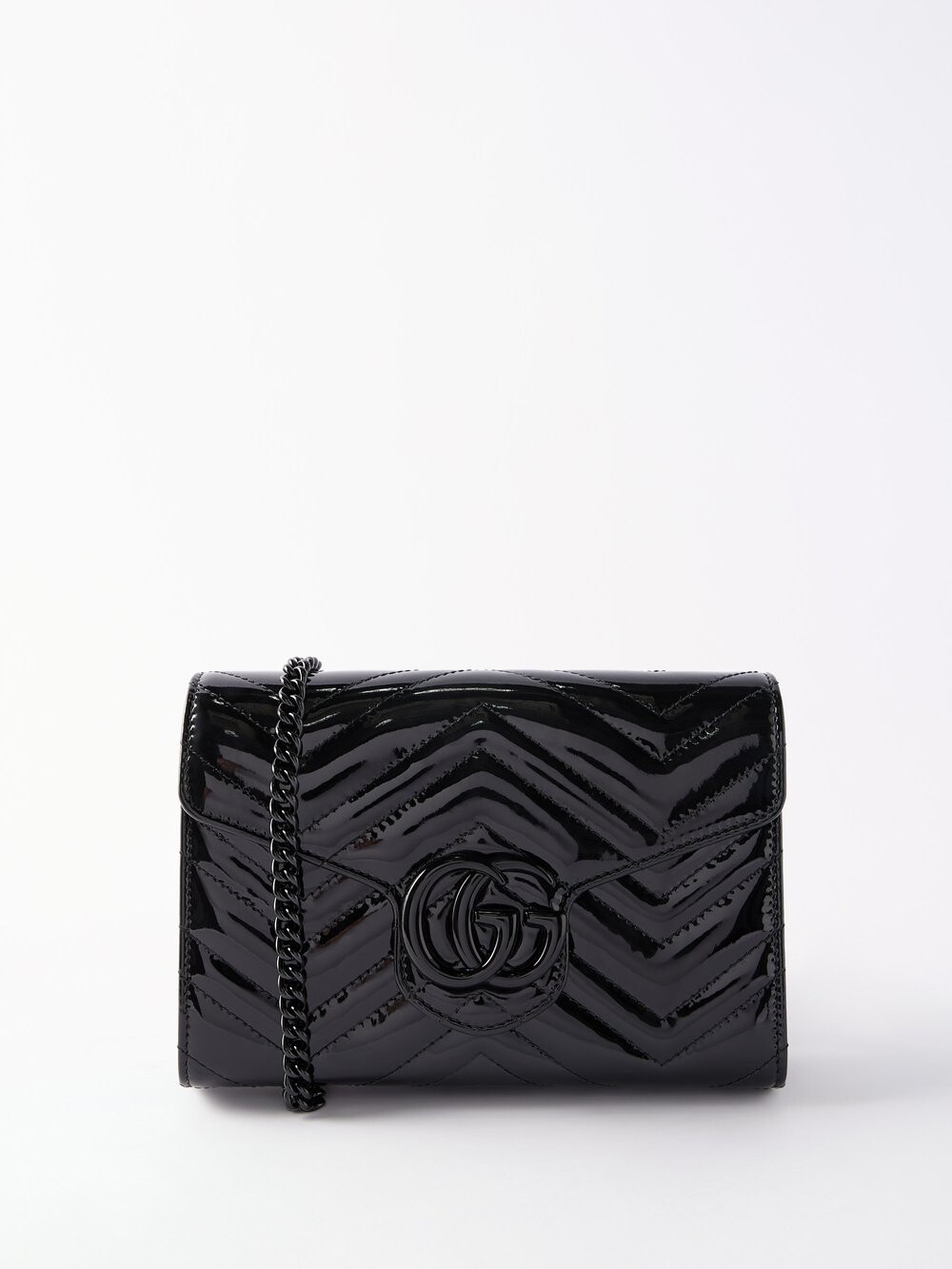 

Лакированная сумка на плечо gg marmont Gucci, черный