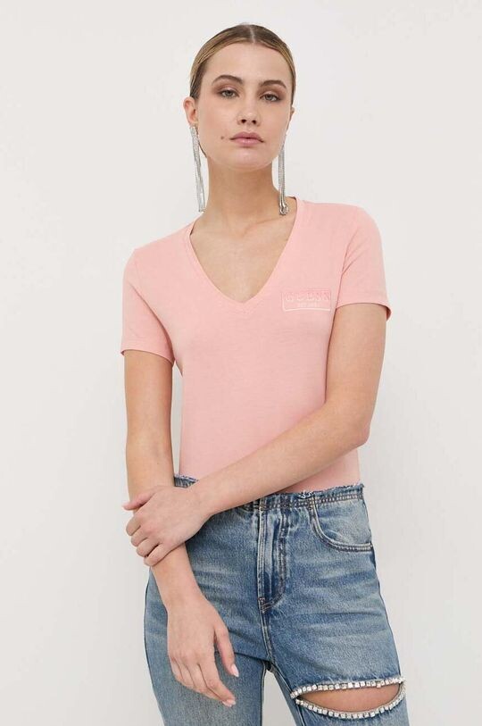 

Хлопковая футболка Guess, розовый
