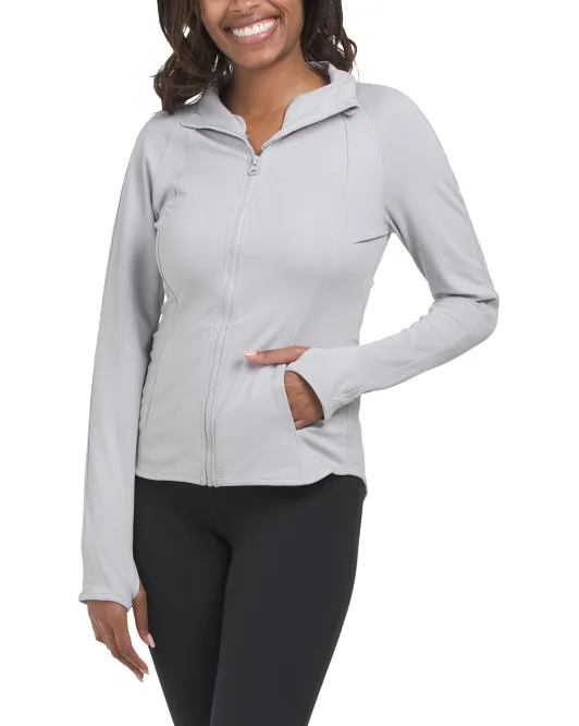 

Куртка Lux Rebel с высоким низом и молнией во всю длину Yogalicious, цвет Heather Grey