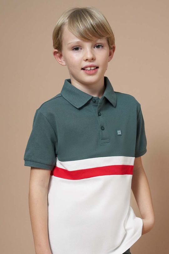 Mayoral Детская хлопковая рубашка-поло, зеленый