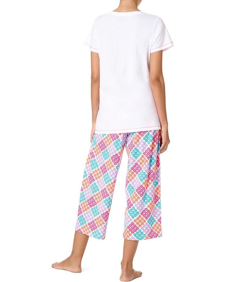 

Пижамный комплект HUE Short Sleeve Tee and Capris Two-Piece Pajama Set, белый