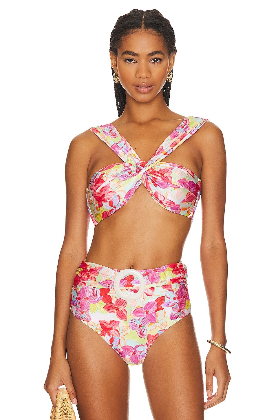 

Топ бикини PatBO Hydrangea Off-The-Shoulder, цвет Pink Multi