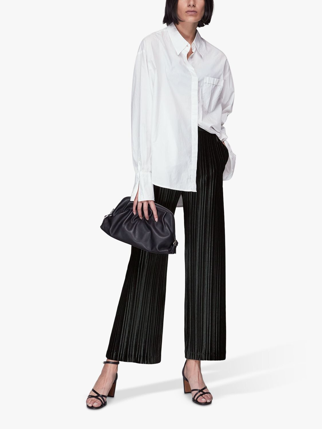 

Бархатные плиссированные брюки Whistles Sarai, черные, Черный