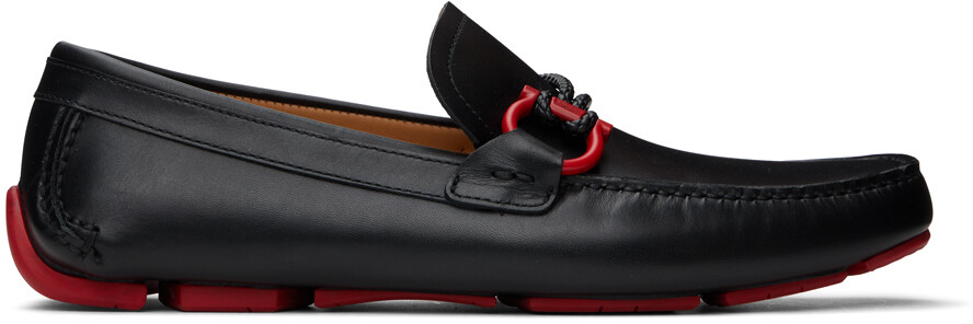 

Черные лоферы с орнаментом Gancini Ferragamo, цвет Nero/New Biscotto