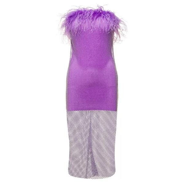 

Платье mini dress with feather trim and rhinestone Giuseppe Di Morabito, фиолетовый