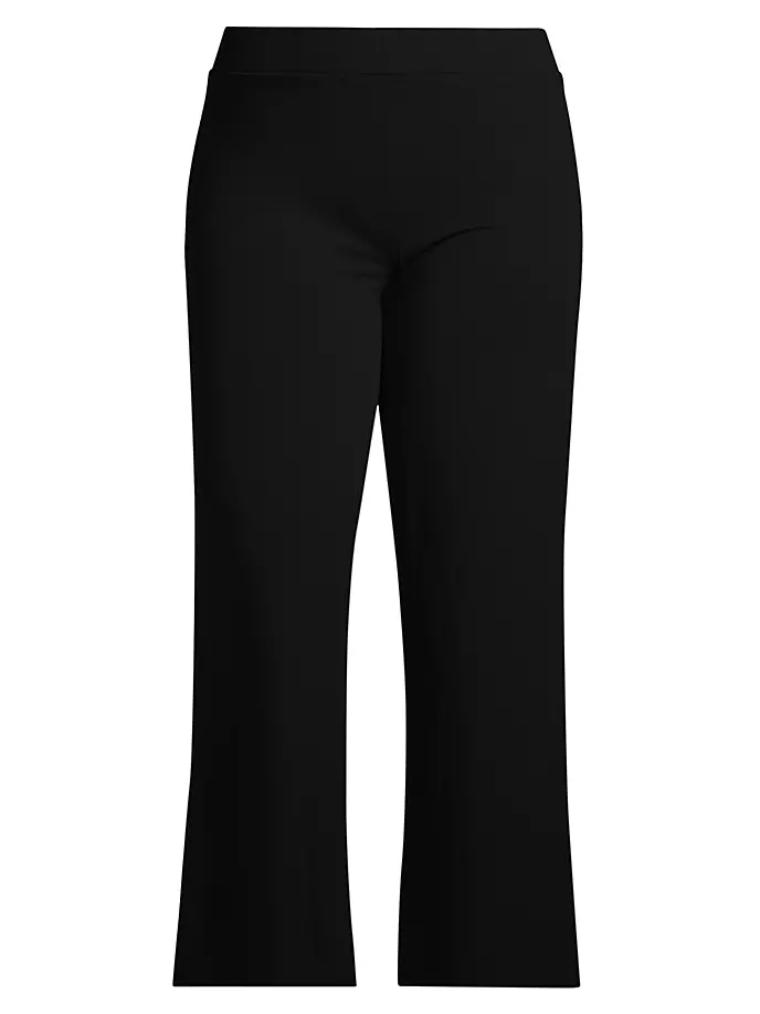 Широкие брюки из крепа больших размеров с декором Ming Wang, Plus Size, черный