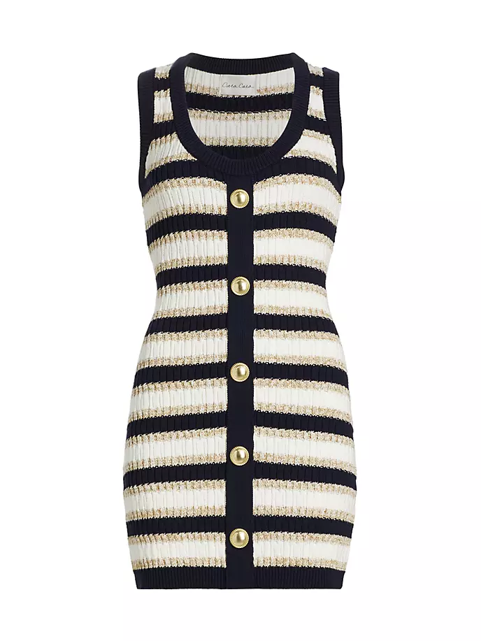 Мини-платье-свитер в полоску Nicole Cara Cara, цвет navy white lurex stripe