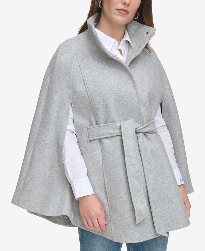 

Женское двубортное пальто-кейп Calvin Klein, серый