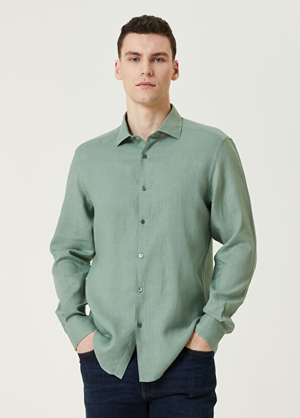 

Льняная рубашка Zegna, зеленый
