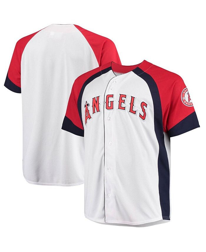 

Мужская бело-красная майка Los Angeles Angels Big and Tall с цветными блоками и полной застежкой Profile, белый