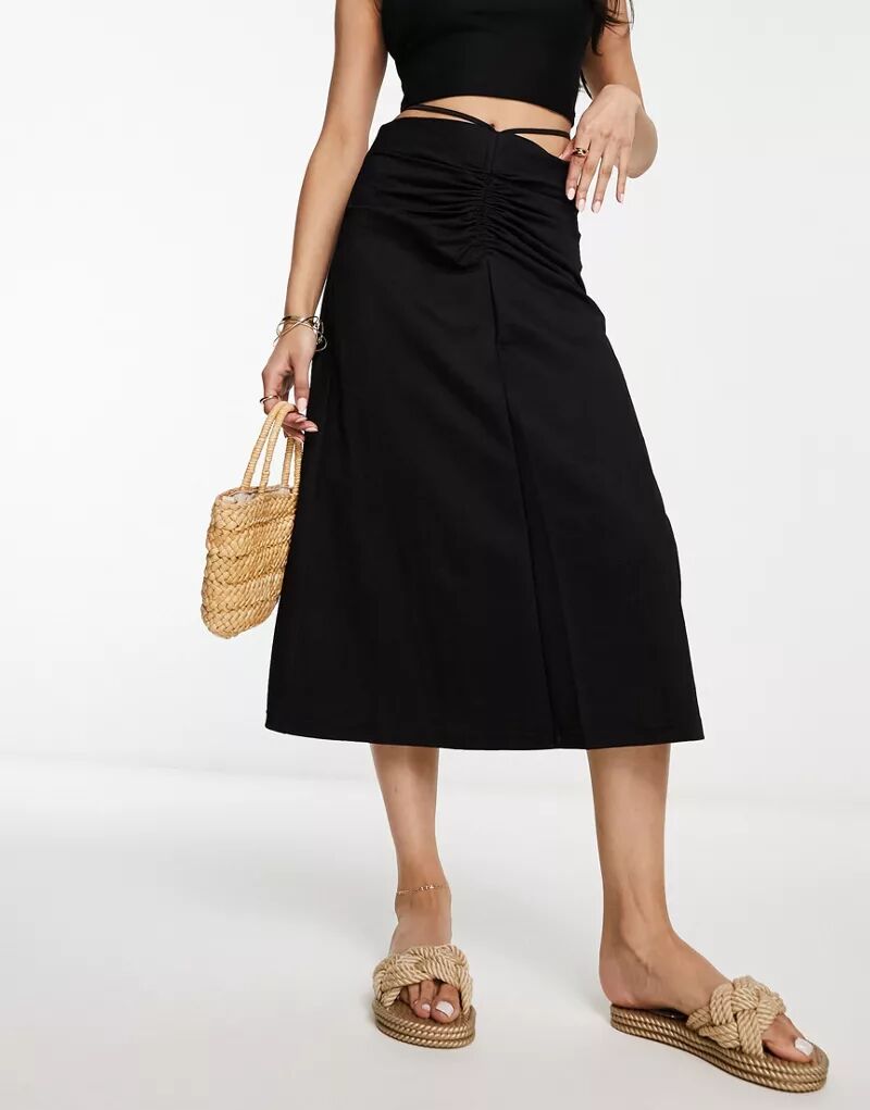 Черная юбка-комбинация Urban Revivo с рюшами спереди