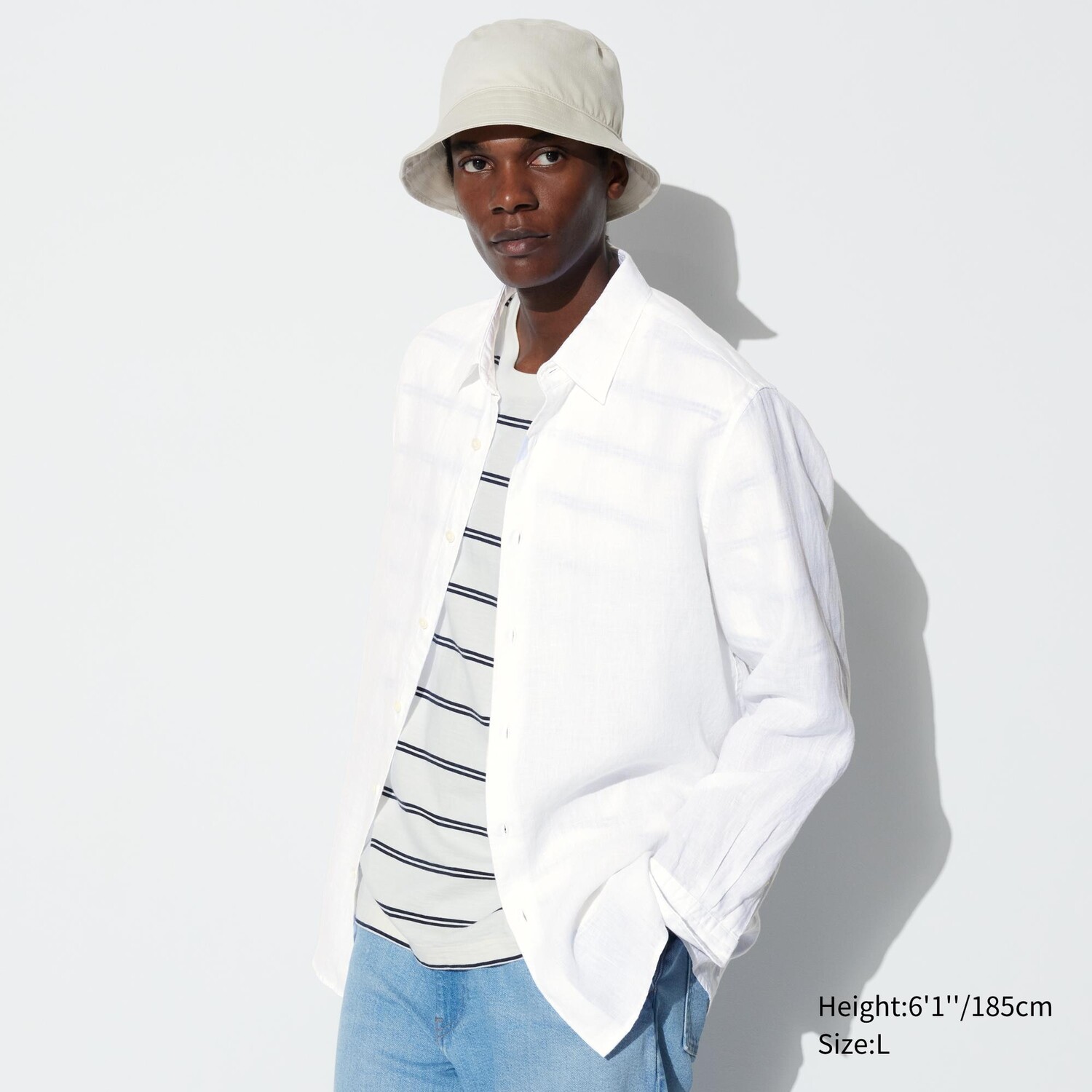 

Рубашка из 100% льна премиум UNIQLO, белый