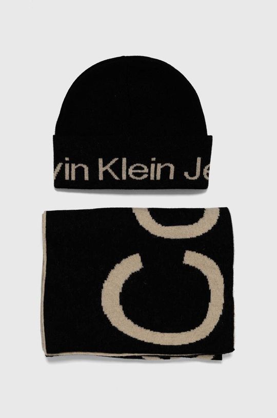 цена Шерстяная шапка и шарф Calvin Klein Jeans, черный