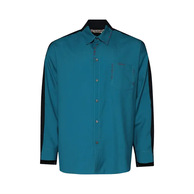 

Рубашка Marni Long-Sleeve Button Up 'Verdigris', синий