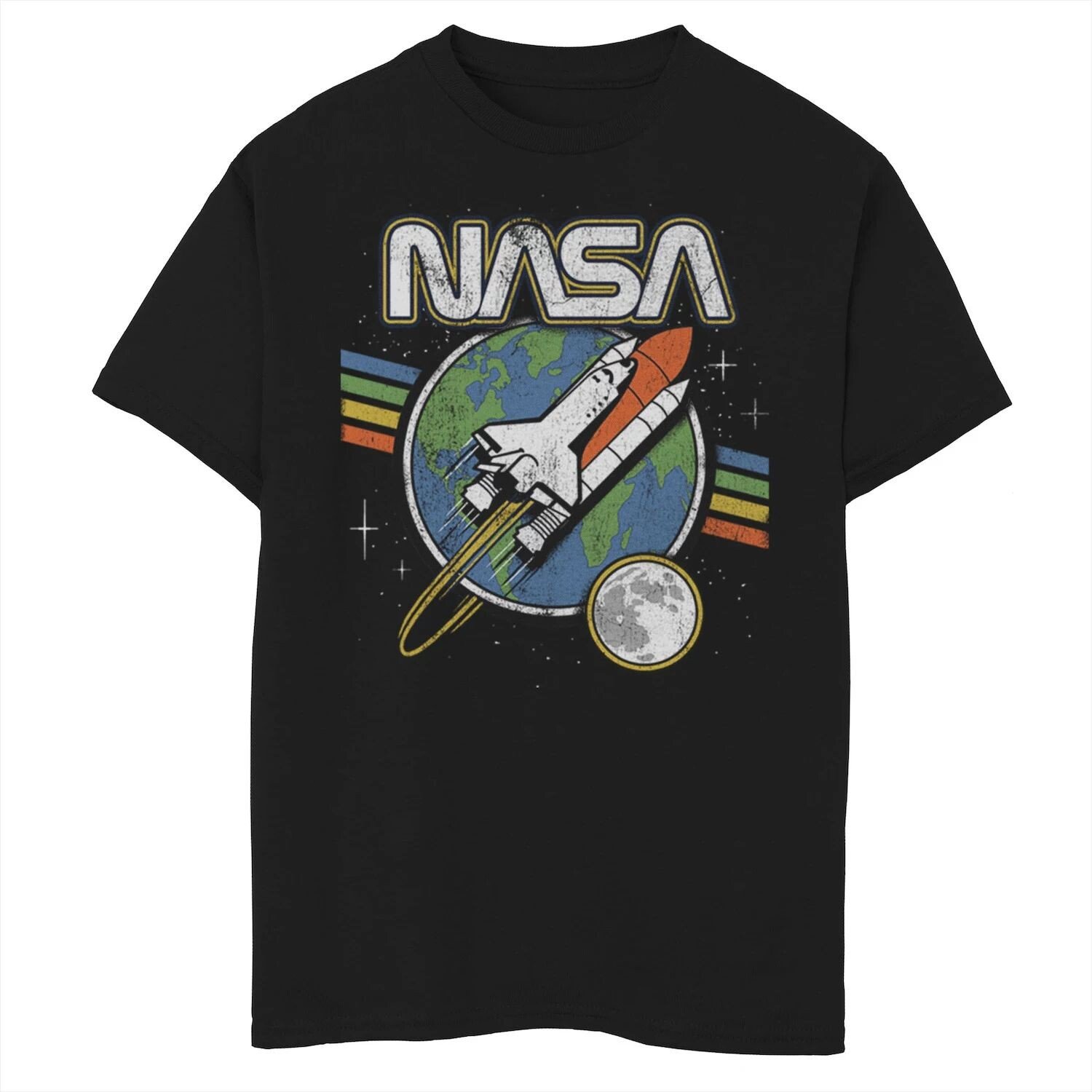 

Футболка NASA Blast Off с графическим рисунком в радужную полоску для мальчиков 8–20 лет Licensed Character, черный