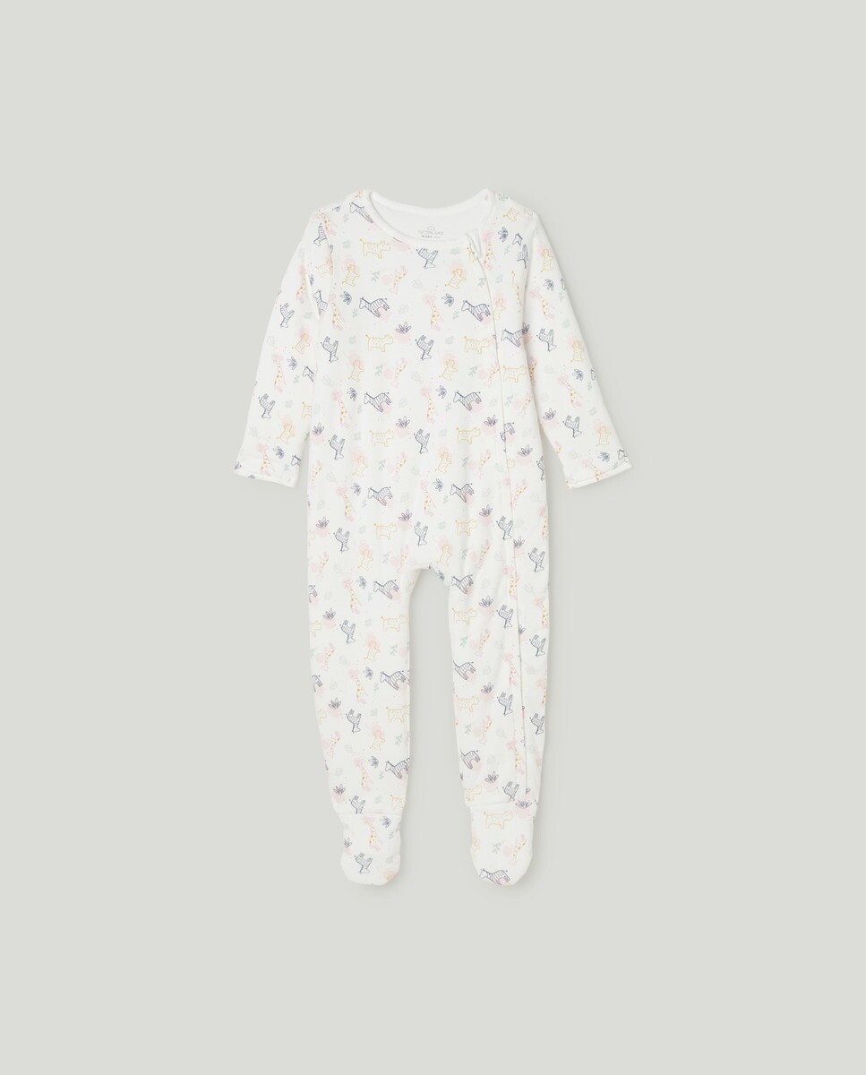 

Утепленный комбинезон с силуэтом животных для девочки Cotton Juice, белый