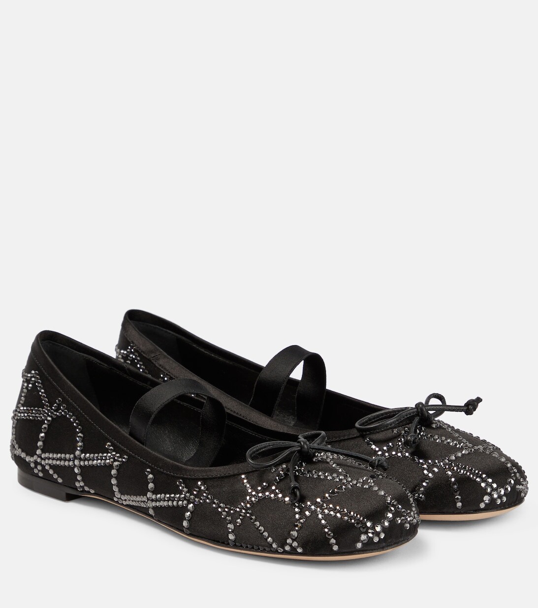 

Атласные балетки Toile Iconographe с кристаллами Valentino Garavani, черный