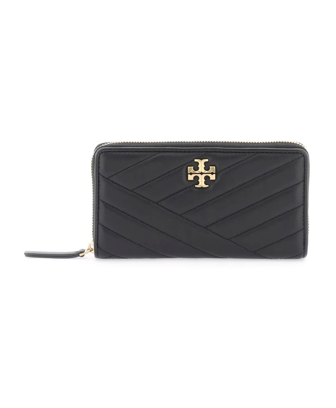 

Кожаный кошелек Matelassé с шевроном и круговой молнией Tory Burch, черный