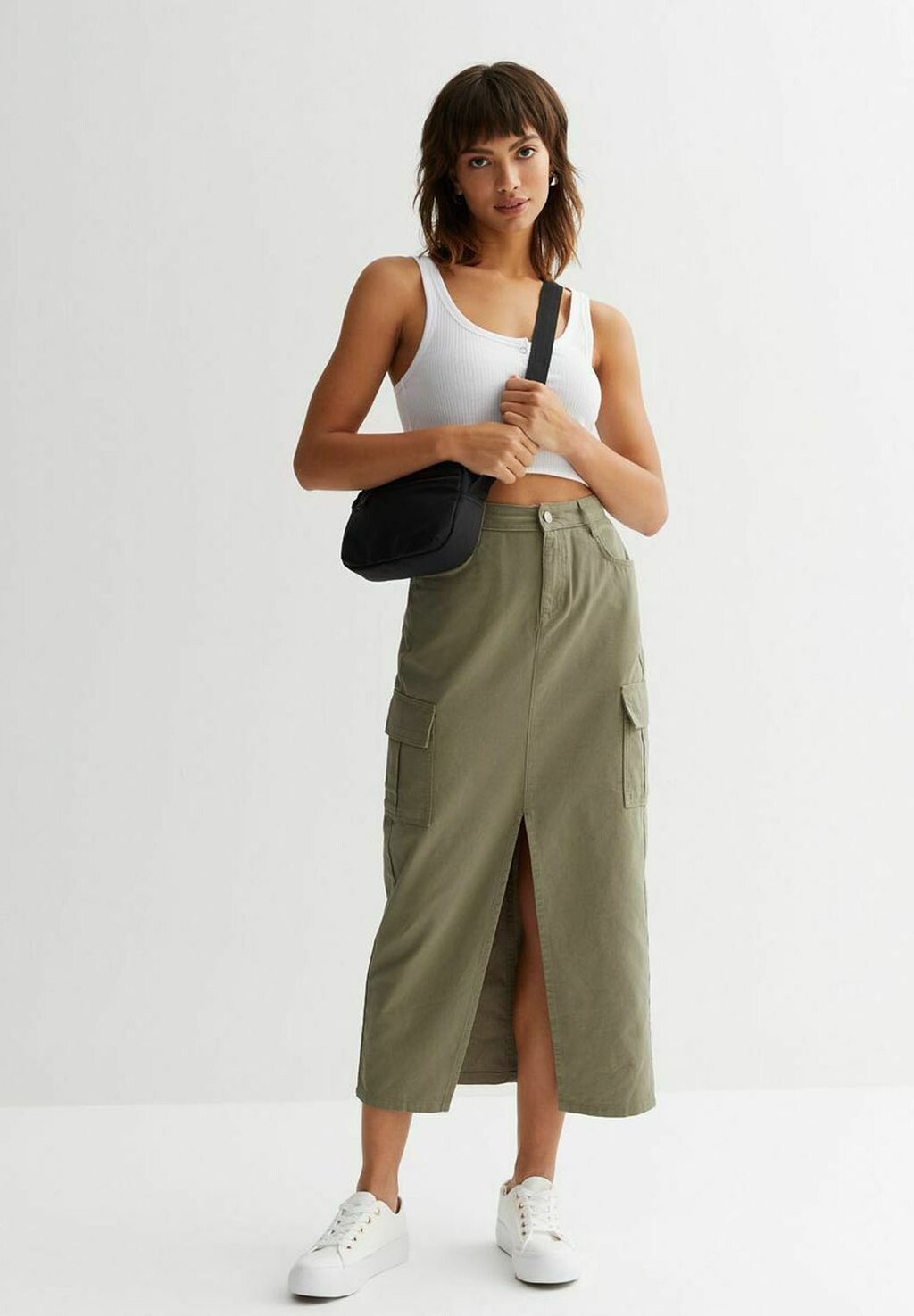 

Юбка-колокольчик Midi New Look, цвет olive
