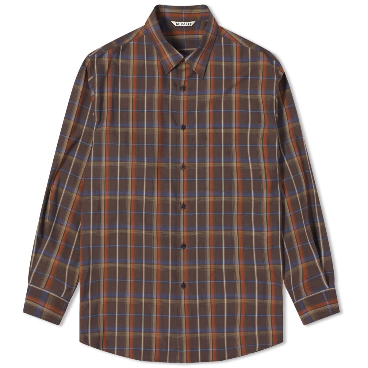 

Рубашка Auralee Superlight Wool Check Shirt, цвет Dark Brown Check