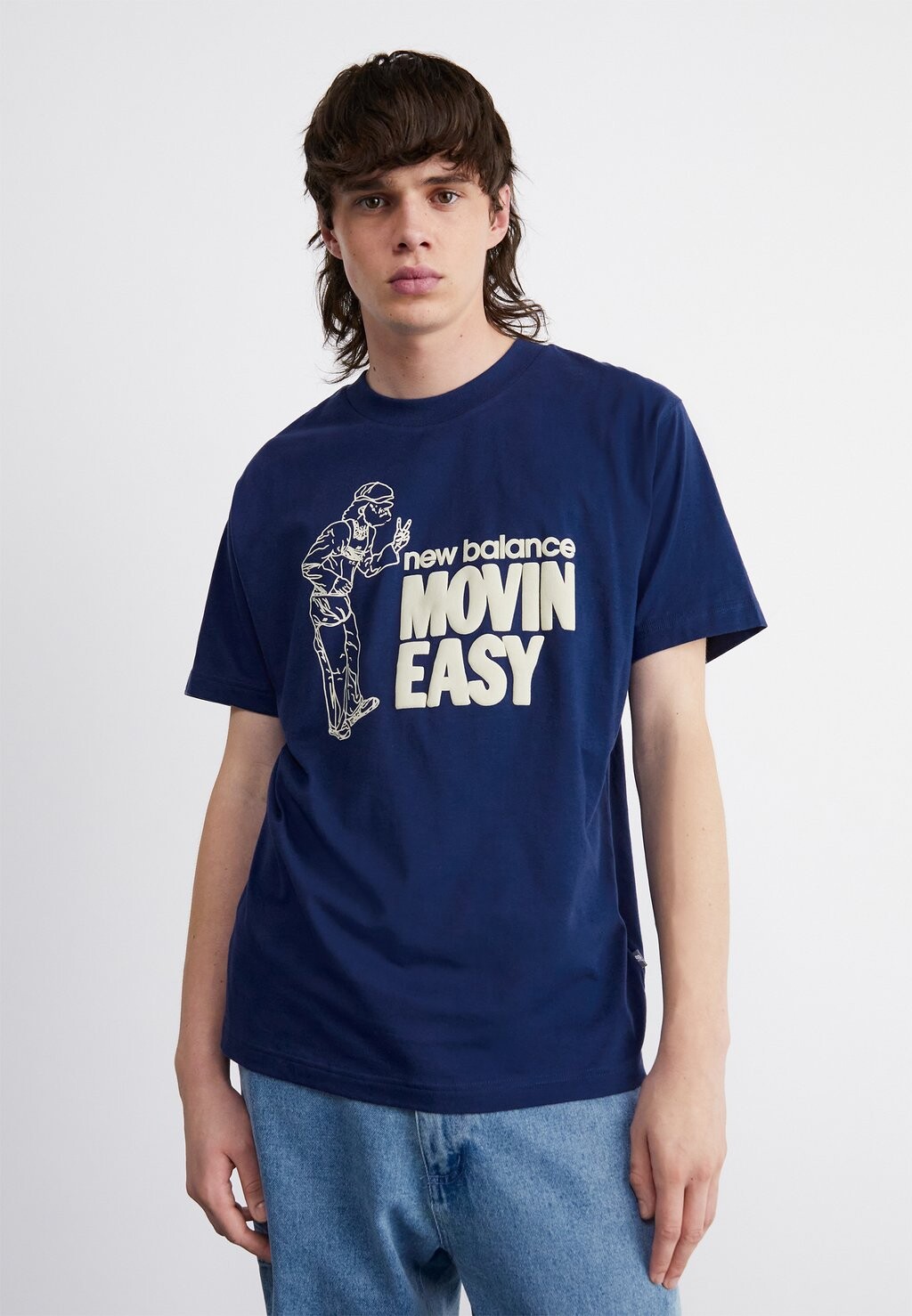 

Футболка с принтом MOVIN EASY New Balance, темно-синий