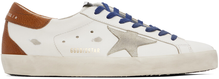 

Бело-коричневые классические кроссовки Golden Goose Super-Star, Коричневый