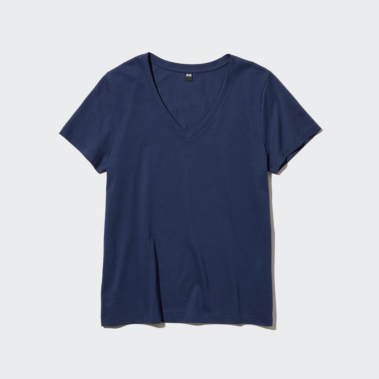 

Футболка хлопковая Uniqlo Supima с V-образным вырезом, темно - синий