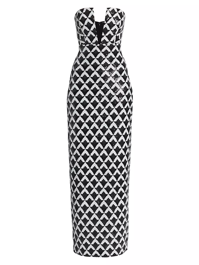 Платье без бретелек Ramona с геометрическим узором и пайетками Ramy Brook, черный