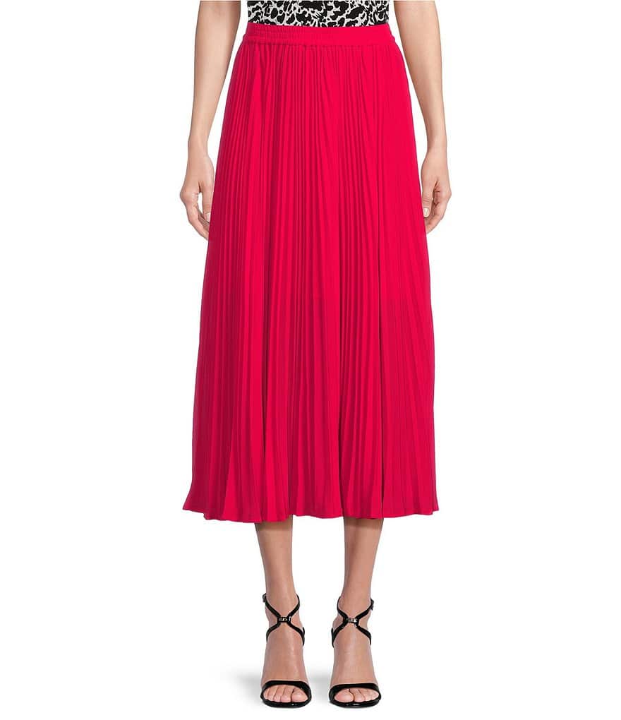 Michael Kors Плиссированная юбка-миди с эластичной резинкой на талии, красный