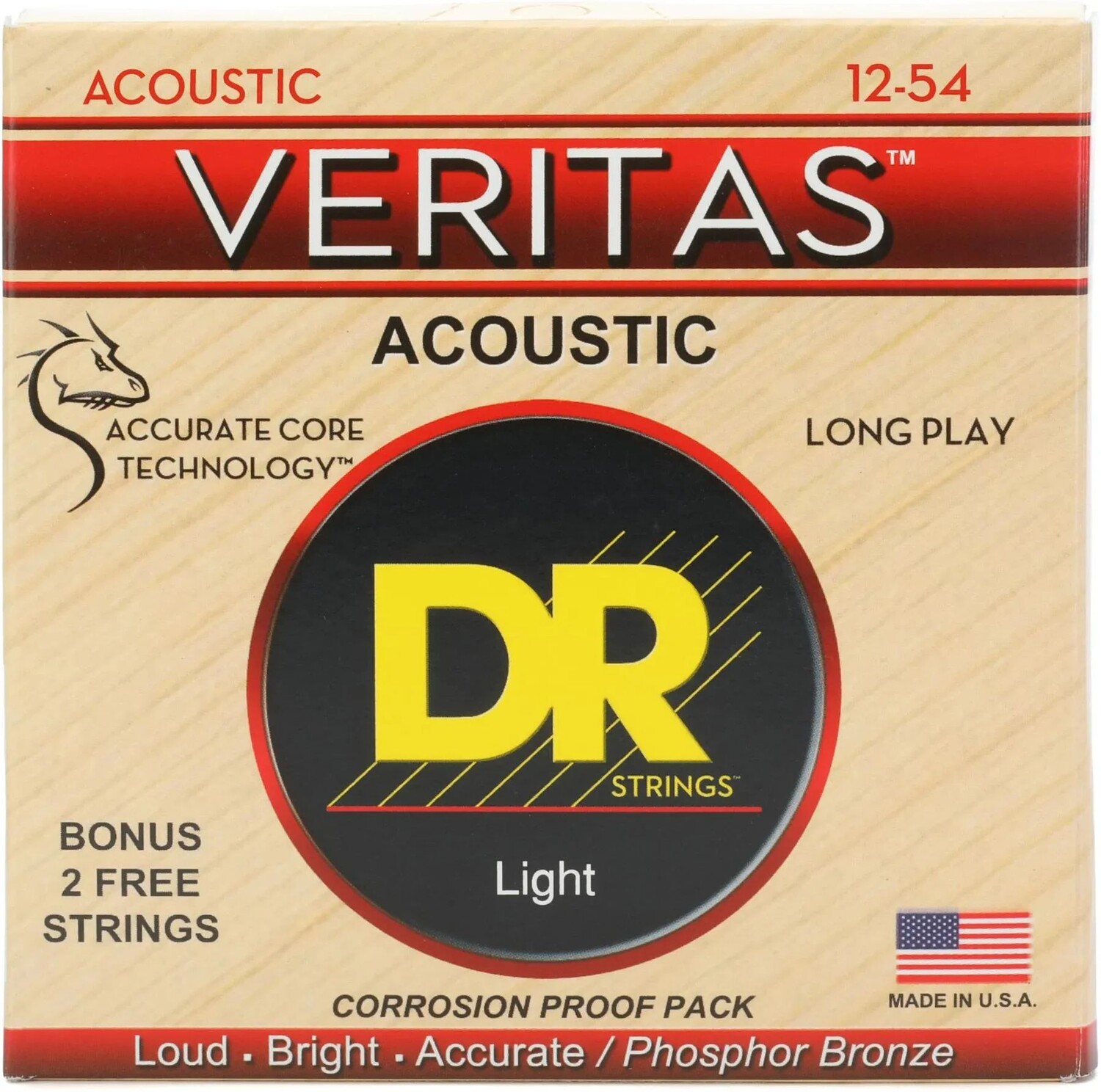 

Струны для акустической гитары DR Strings VTA-12 Veritas из фосфористой бронзы — .012-.054 светлые