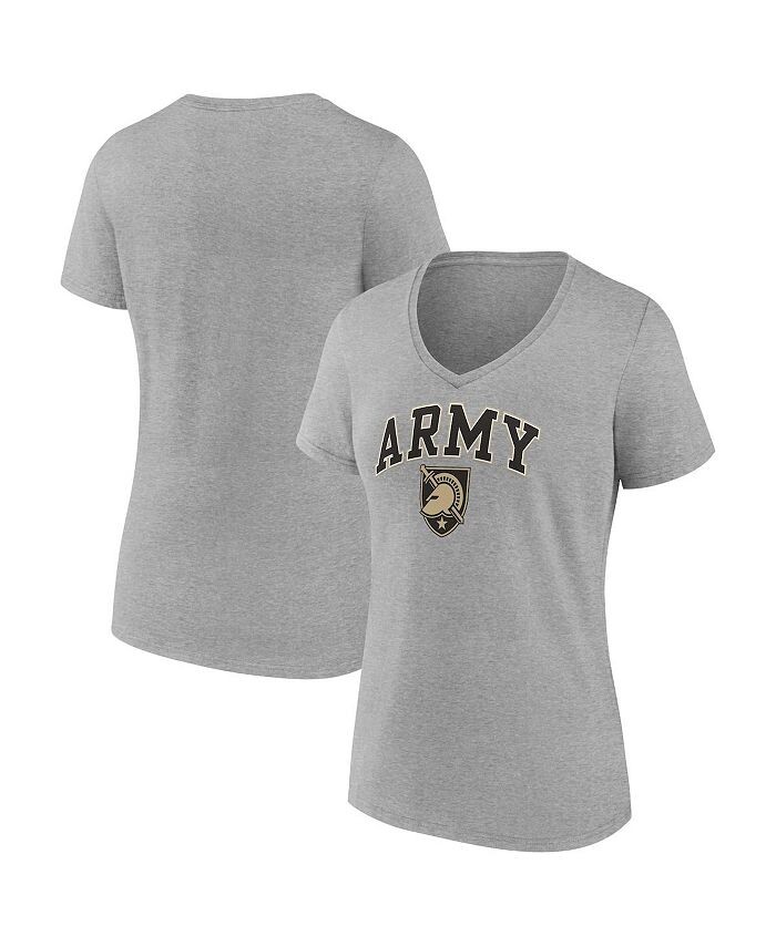 

Женская футболка с v-образным вырезом и фирменным логотипом Heather Grey Army Black Knights Evergreen Campus Fanatics, серый