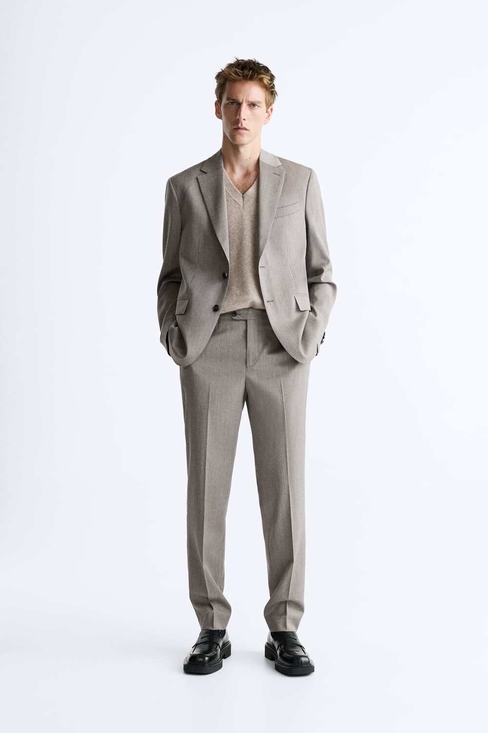 

Пиджак из 100% шерсти ZARA, норковый