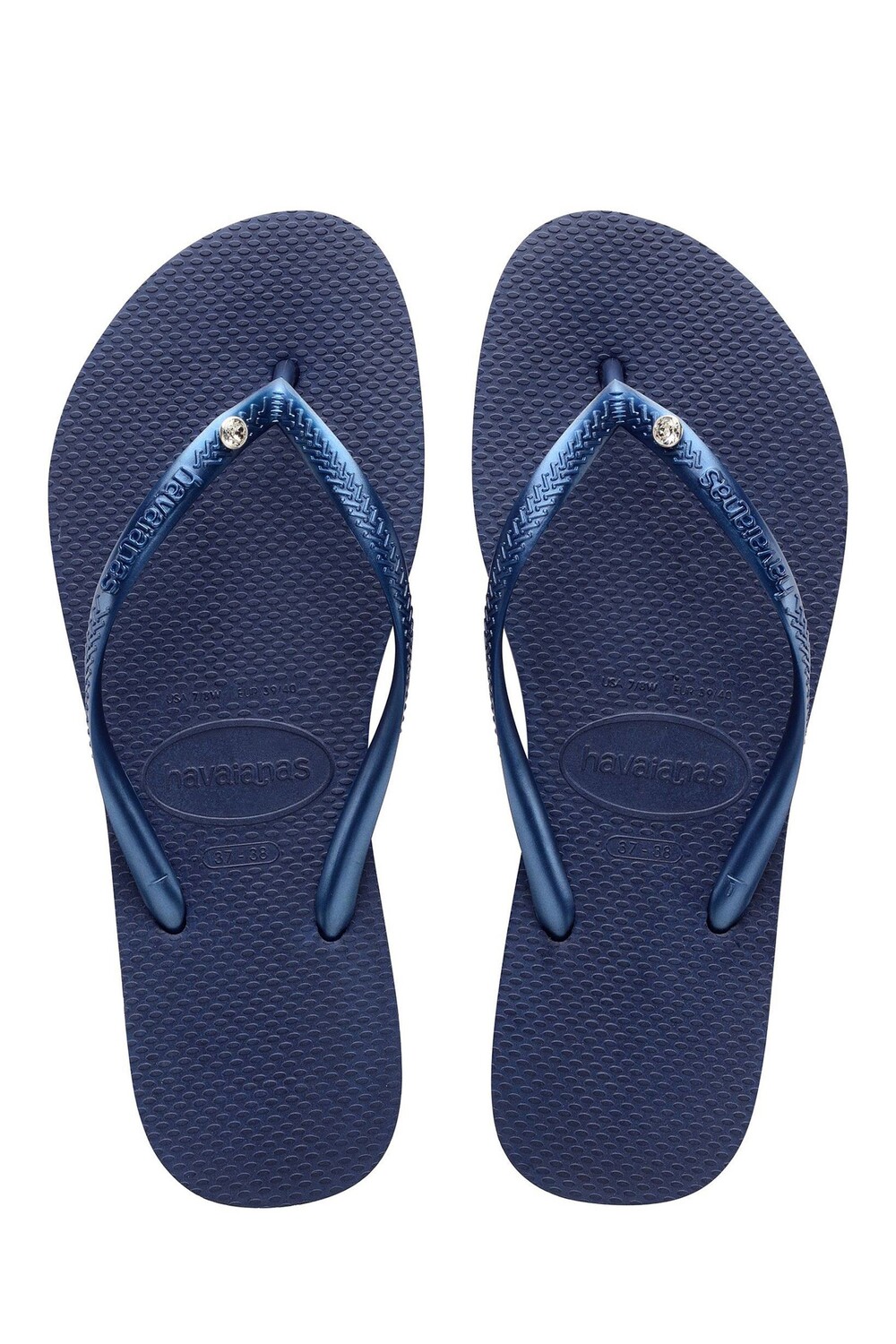 

Шлепанцы с узким ремешком и кристаллами SW II Havaianas, синий
