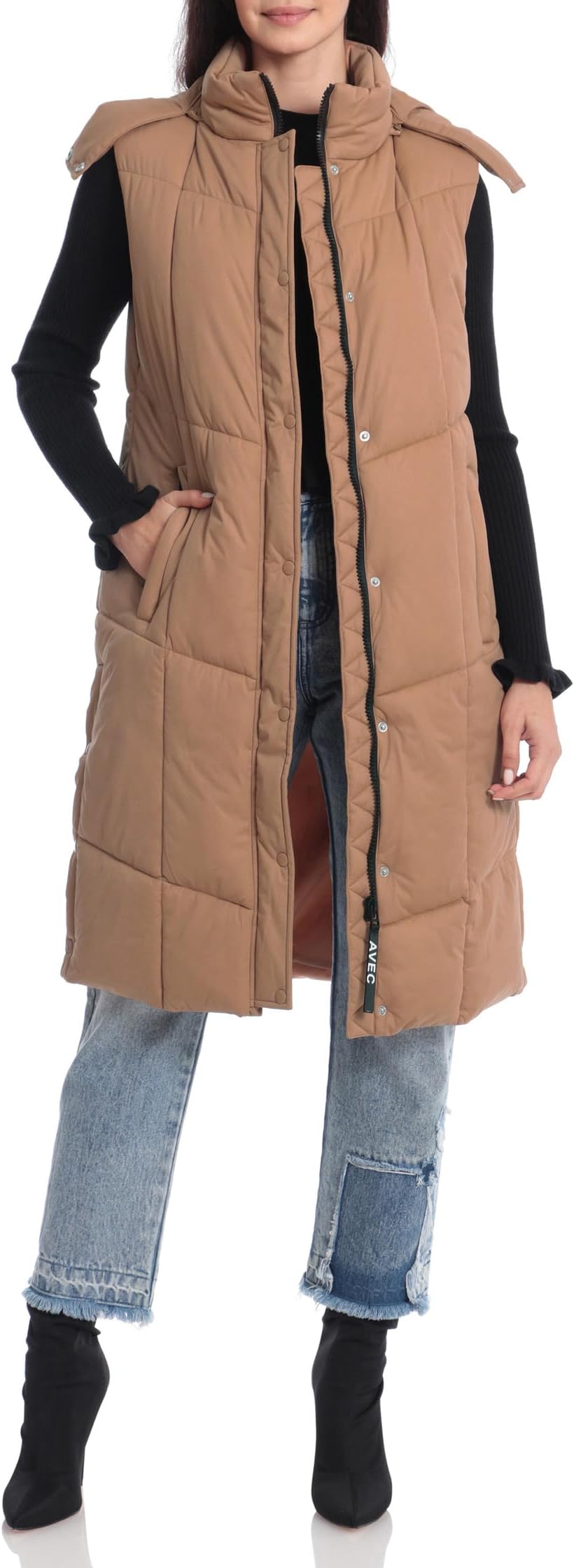 

Жилет Hooded Maxi Puffer Vest Avec Les Filles, цвет Camel