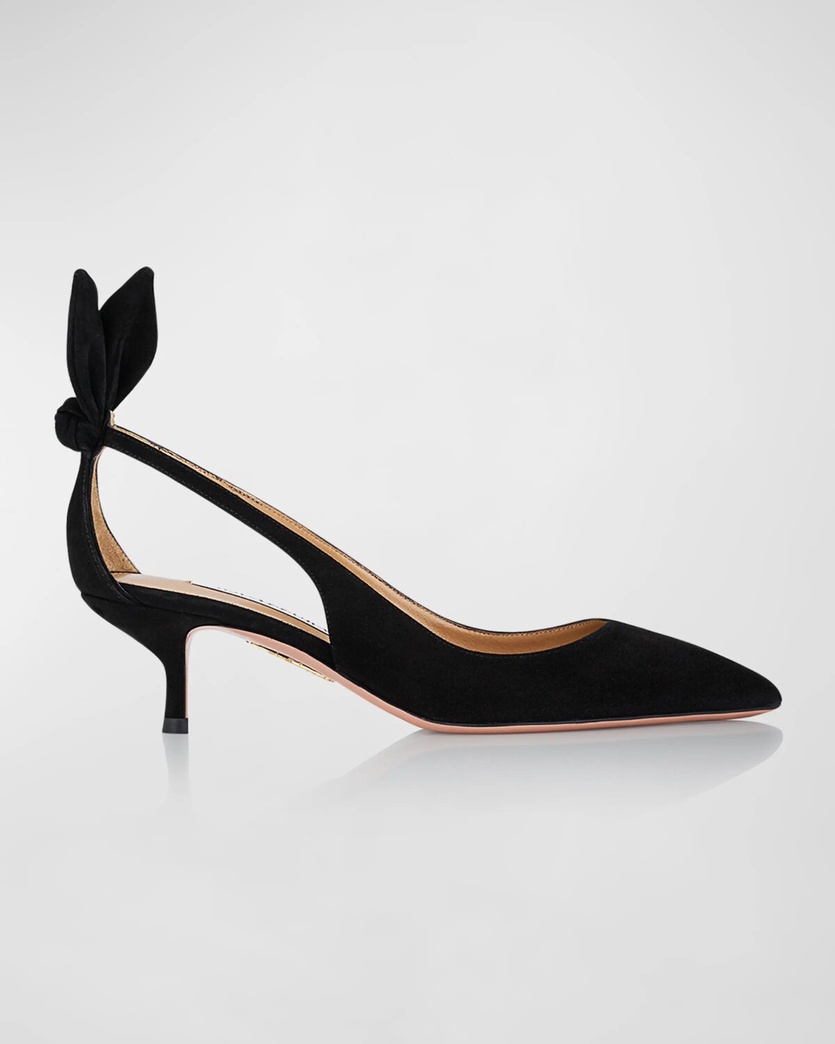 

Замшевые туфли на каблуке с бантиком и бантиком Aquazzura, цвет Black