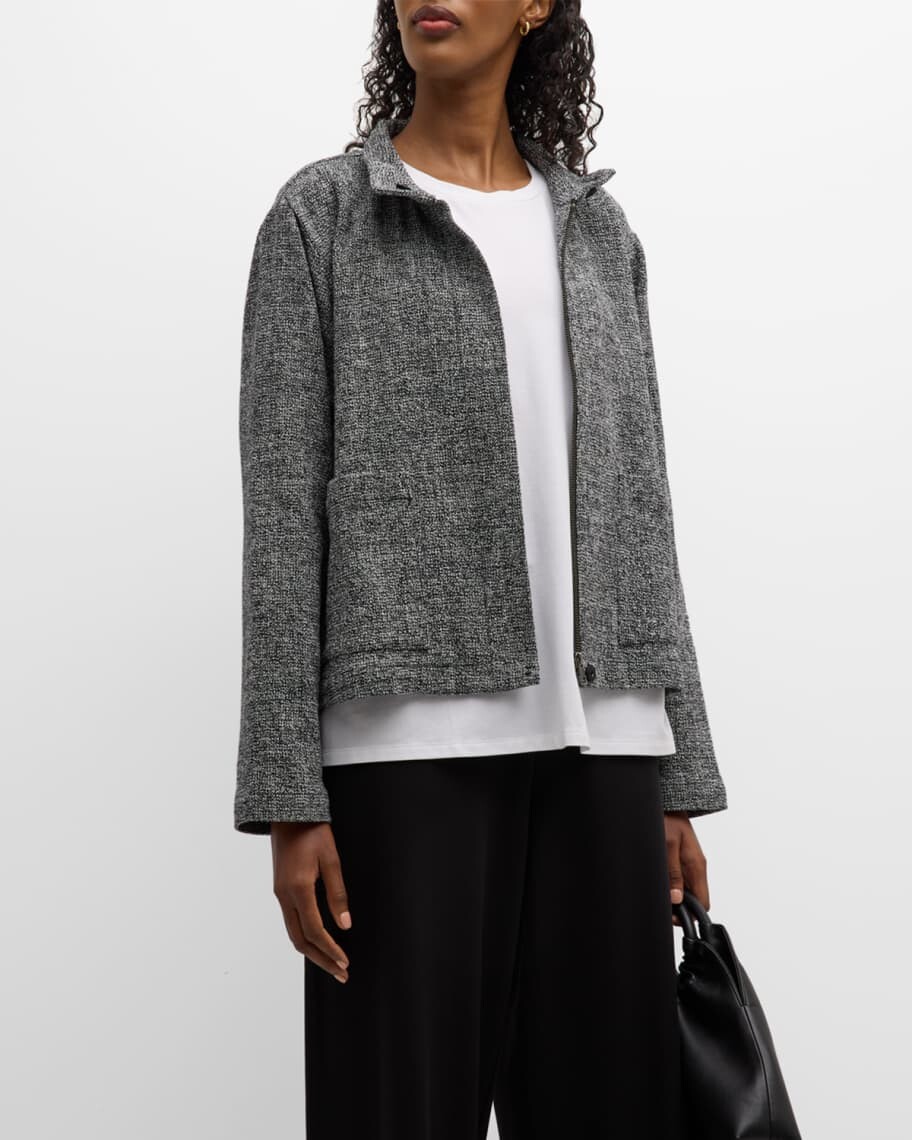 

Твидовый жакет из меланжевой ткани с молнией спереди Eileen Fisher