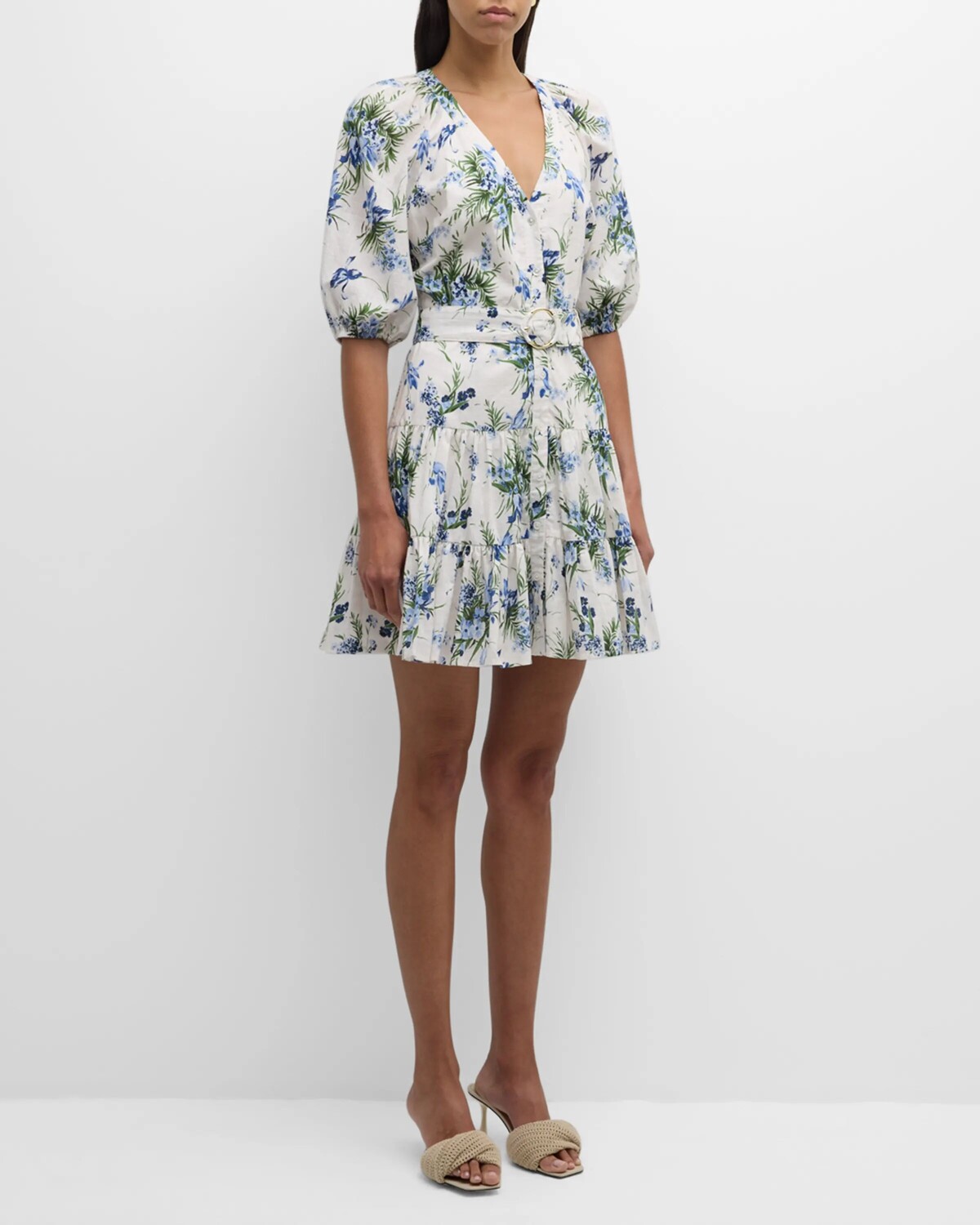 

Мини-платье Dewey с цветочным принтом и пуговицами спереди Veronica Beard, цвет Off White Multi