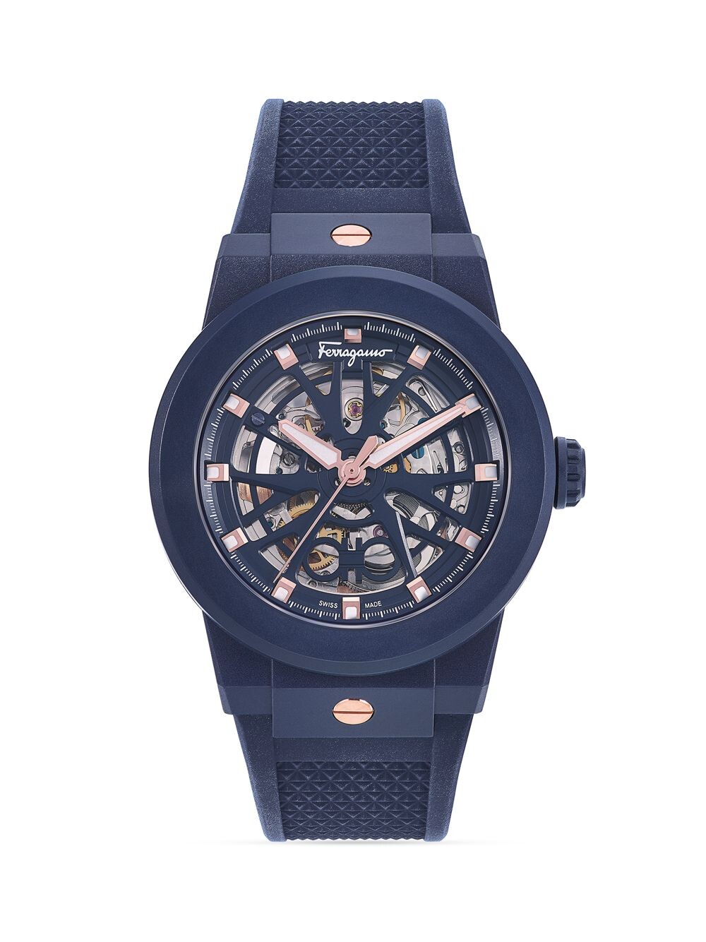 

Часы F-80 Skeleton из экокерамики FERRAGAMO, нави