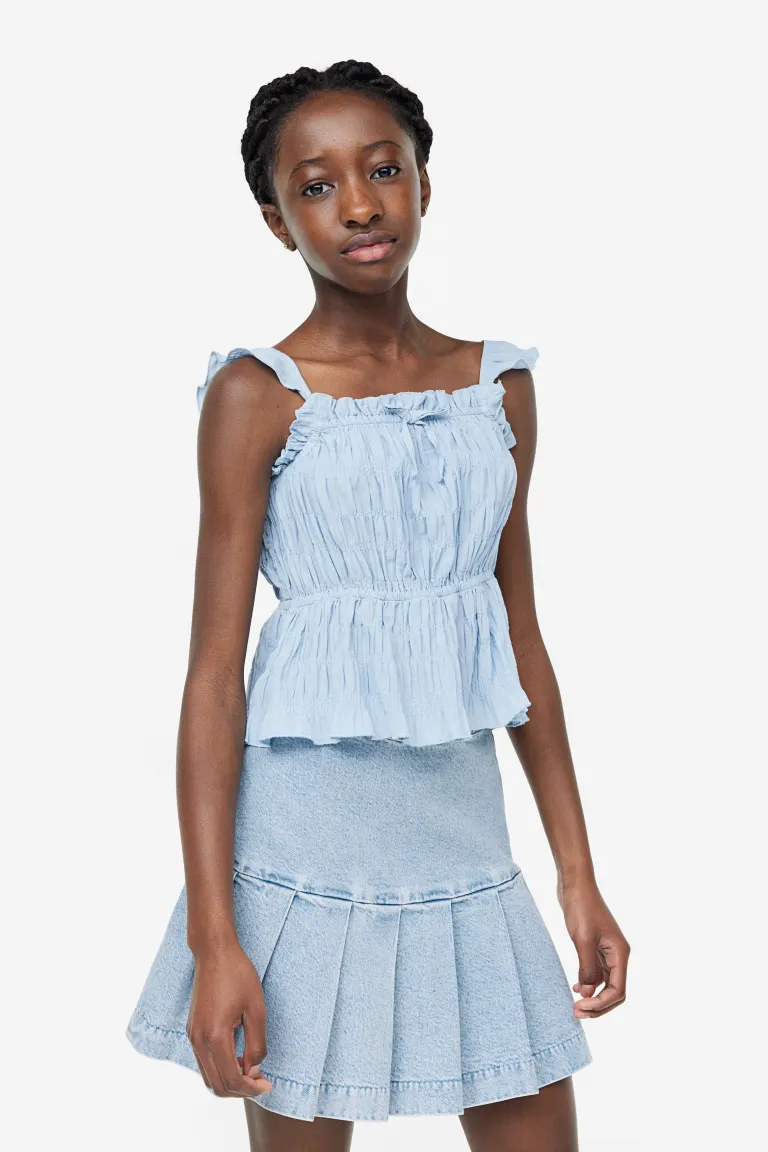 

Джинсовая юбка со складками H&M, синий