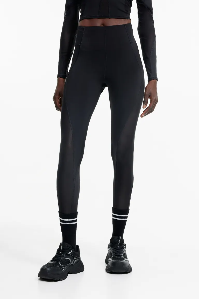 

Спортивные леггинсы drymove с сетчатыми деталями H&M, черный