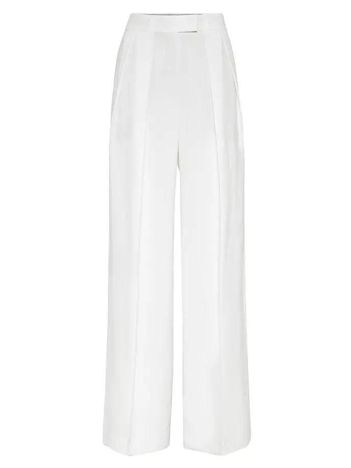 Широкие брюки из твила из вискозы и льна Sartorial Brunello Cucinelli, белый