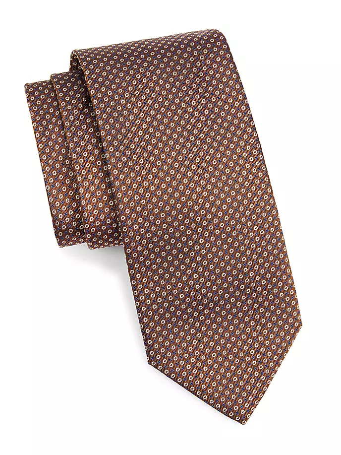 Шелковый галстук в горошек Canali, коричневый
