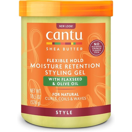 Гель для укладки Cantu Moisture Retention с льняным семенем и оливковым маслом, 524 г гель для укладки волос cantu с маслом ши и медом 524 г