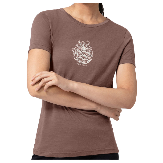 Рубашка из мериноса Super Natural Women's Pine Cone Tee, цвет Peppercorn/Feather Grey