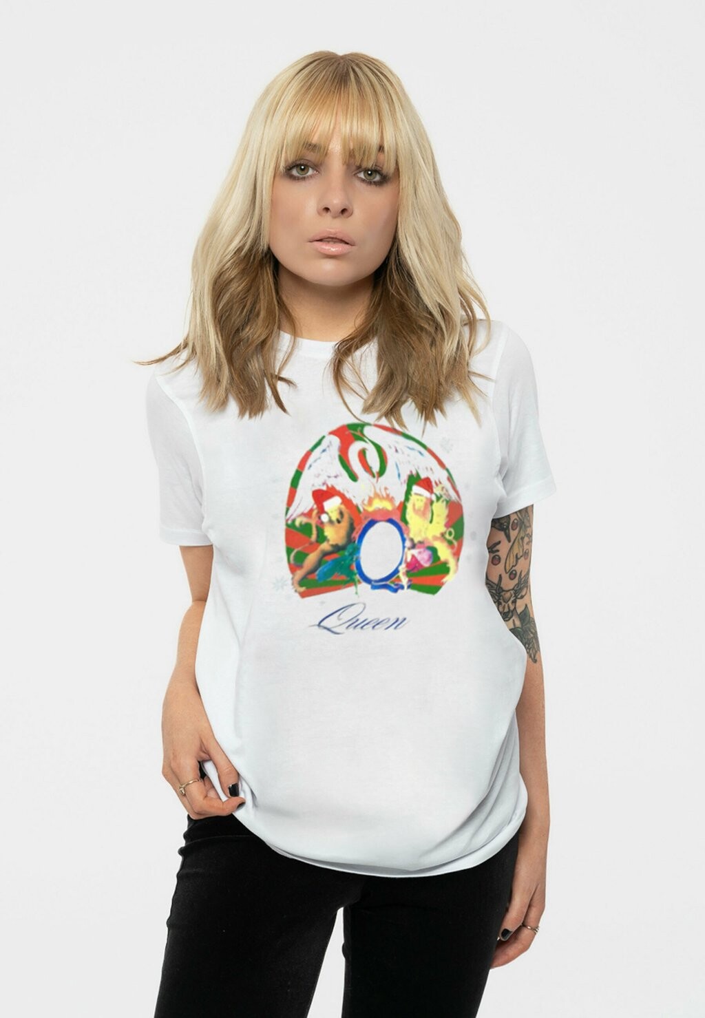 

Футболка с принтом QUEEN SNOWFLAKE CREST CHRISTMAS Paradiso Clothing, белый