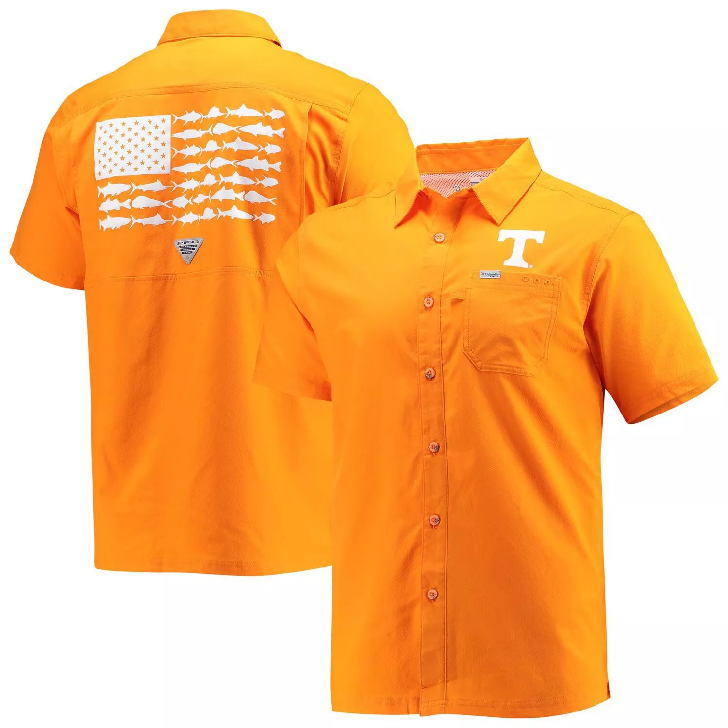 

Мужская рубашка на пуговицах Columbia PFG Tennessee Orange Tennessee Volunteers Slack Tide Camp